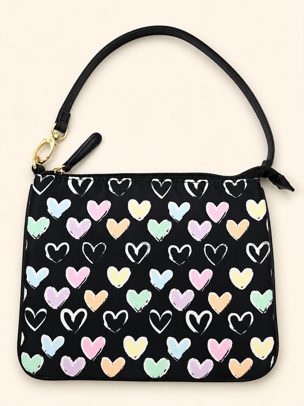 Love Betsey by Betsey Johnson Heart Print Mini Handbag Wristlet Pastel Hearts